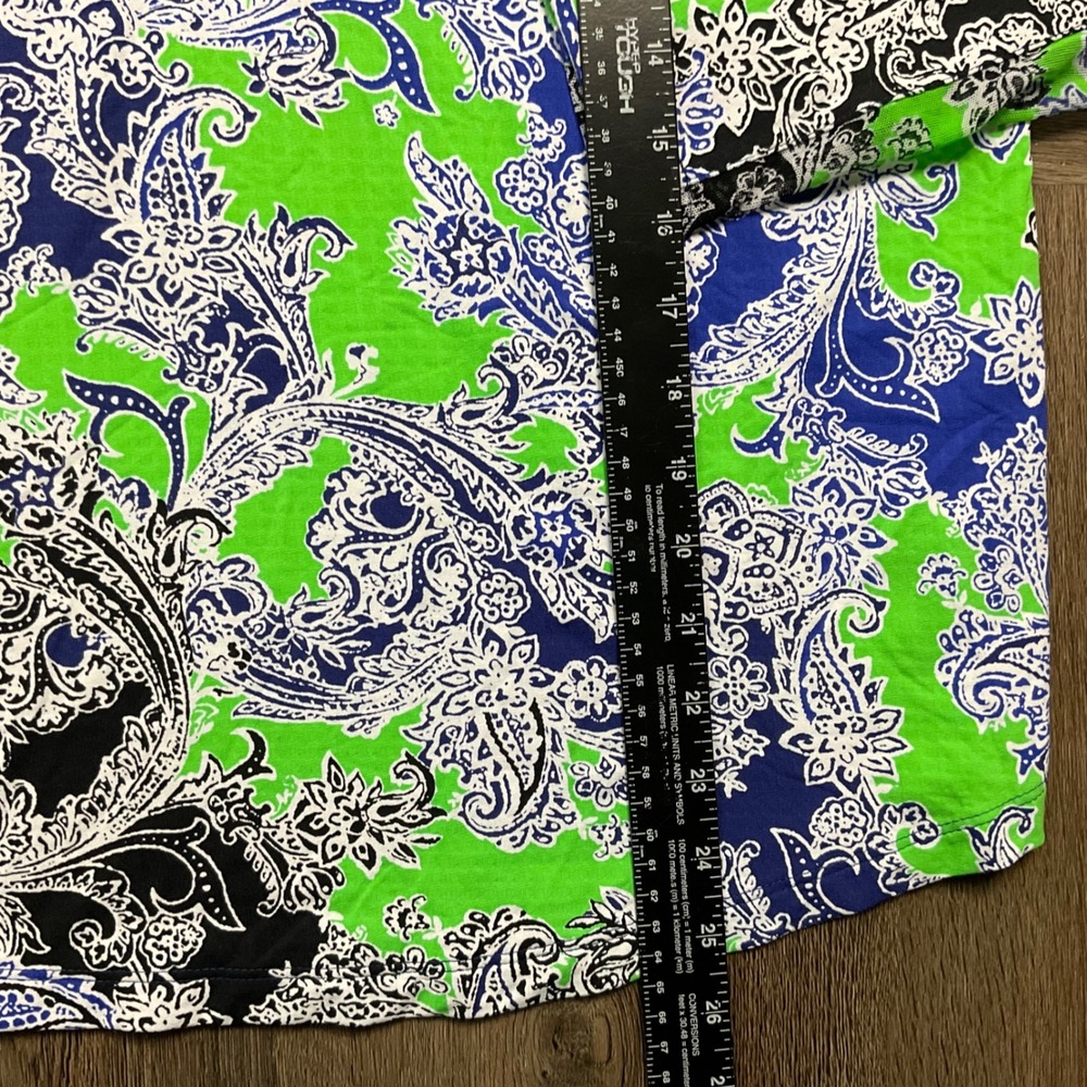 IBKUL Paisley Long Sleeve Quarter Zip Golf Shirt Womens XL Green Blue UPF50 - Picture 8 of 8